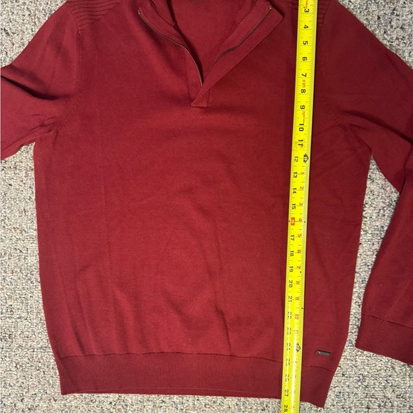 Men’s size large Hugo Boss deep red quarter zip light sweater - Picture 6 of 6